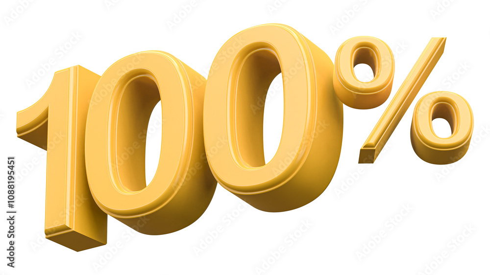 100 Percent Gold Number 3D Render 100 Percent Gold Number 3D Render