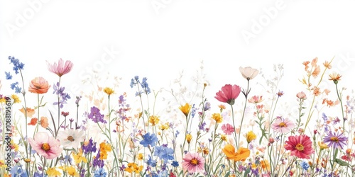 Colorful Wildflower Meadow Floral Design Spring Summer Nature Background