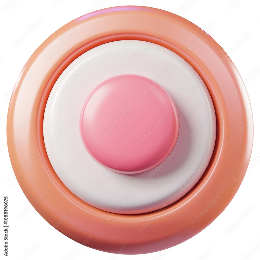 3D A round button with a pink and white color isolated on transparent or white background, png 3D A round button with a pink and white color isolated on transparent or white background, png