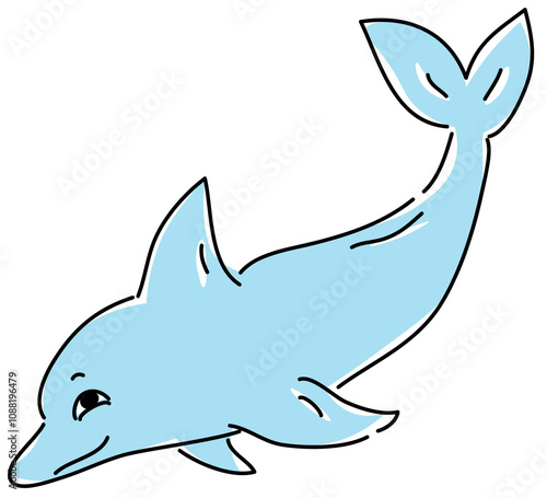 happy blue dolphin smiling and swimming photo