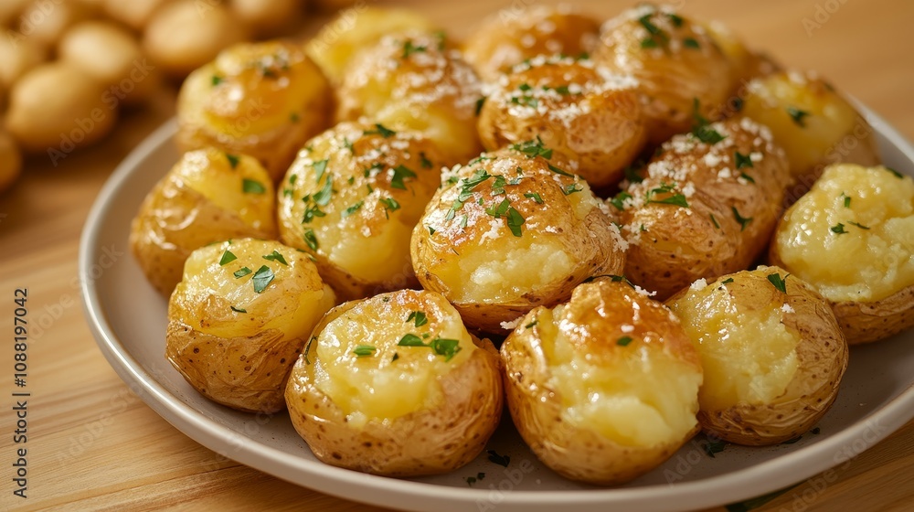 Smashed Golden Potatoes with Garlic Drizzle Smashed Golden Potatoes with Garlic Drizzle
