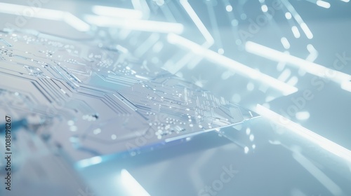 Wallpaper Mural Close-up of semiconductor chip with detailed electronic components and circuits on clean white background, ideal for tech and engineering projects. Torontodigital.ca