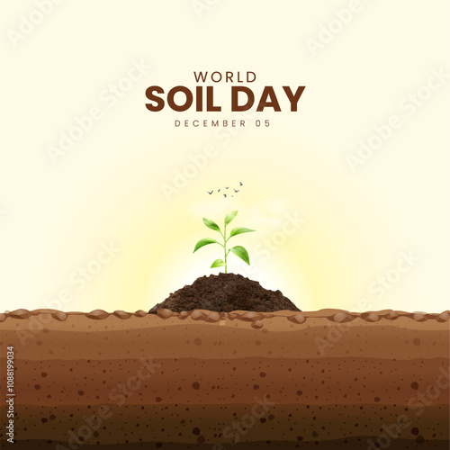  World Soil Day creative concept, World Soil Day creative design on December 5th. Environment day ads, 3d Illustration