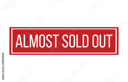 Red ALMOST SOLD OUT Rubber Stamp Seal Vector illustration isolated on white background