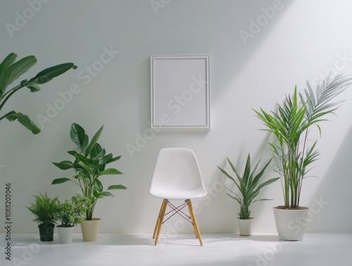 White Chair Plants And Fram...