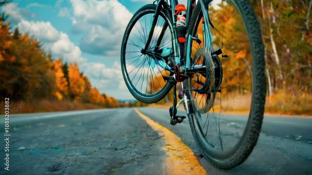 Bicycle Spinning on the Road Bicycle Spinning on the Road
