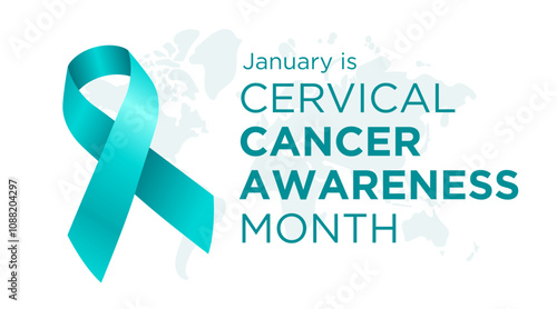 Cervical Cancer Awareness Month Design with Teal Ribbon Illustration