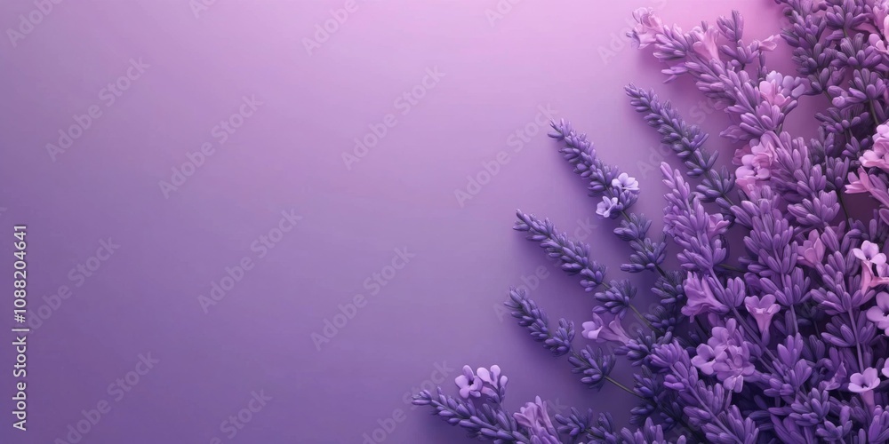 Fototapeta premium Purple Lavender Flowers on Purple Background Floral Design Botany Nature Spa Beauty