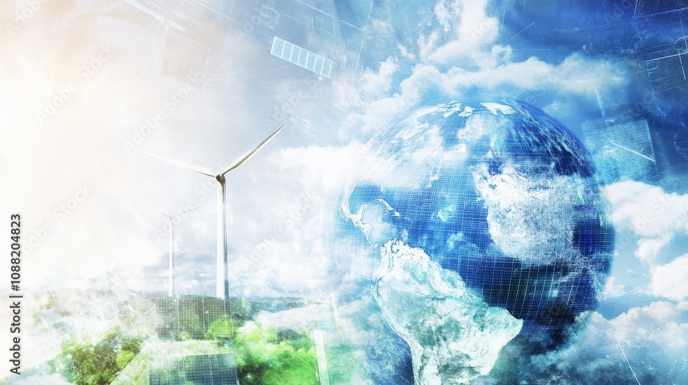 Creative Illustration of Renewable Energy Sources Creative Illustration of Renewable Energy Sources