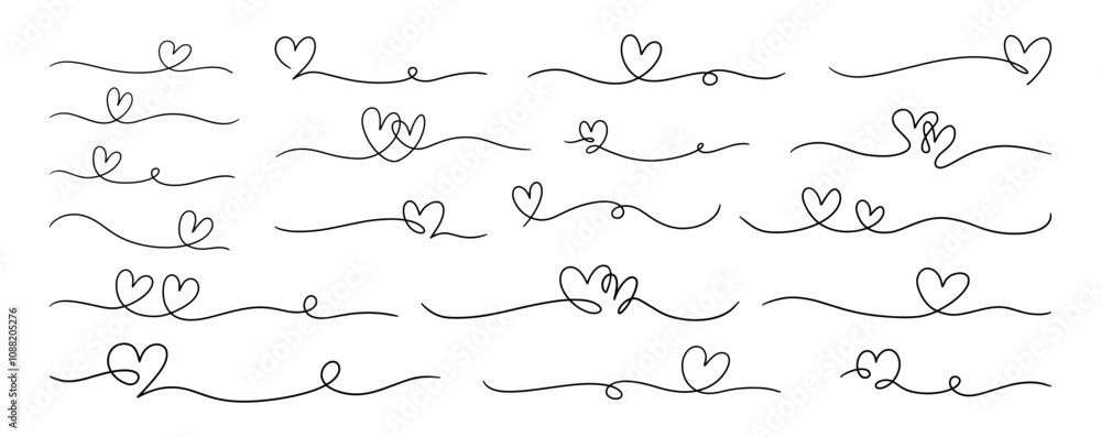 Obraz premium Doodle Handdrawn Heart Line Art