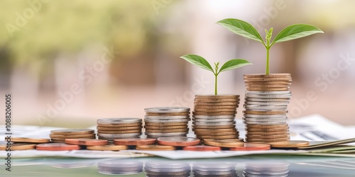 Growing Money Tree with Coins and Wealth photo