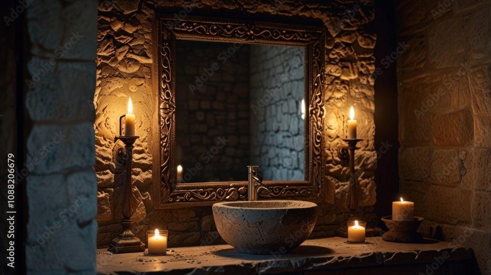 Obraz premium Rustic Bathroom Ambiance