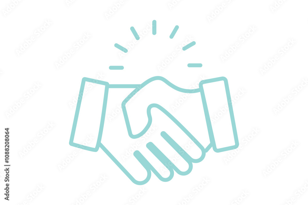 Fototapeta premium Handshake icon in black outline, business agreement concept