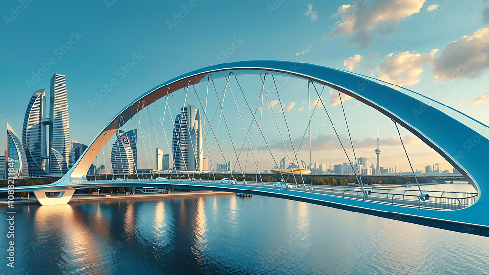 Futuristic bridge representing the future of global business connections and international networks Futuristic bridge representing the future of global business connections and international networks