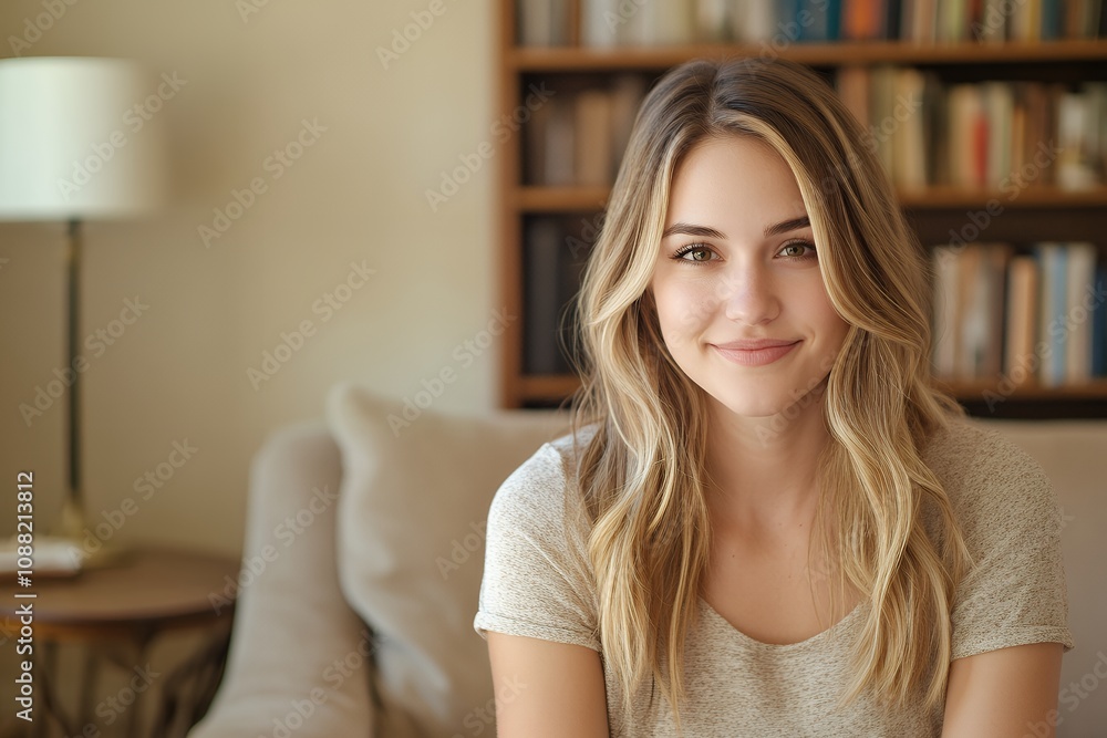 リラックスした雰囲気の笑顔の20代の女性 | Smiling Woman in a Relaxed and Cozy Atmosphere リラックスした雰囲気の笑顔の20代の女性 | Smiling Woman in a Relaxed and Cozy Atmosphere