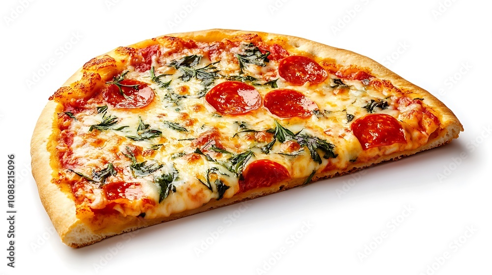 Single Slice of Pepperoni Pizza on a Blue Background Single Slice of Pepperoni Pizza on a Blue Background