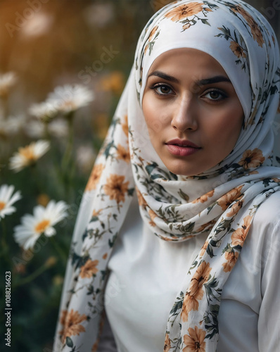 portrait of young Muslim woman in hijab photo