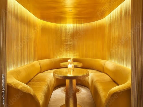 Golden Lounge with Curved S...