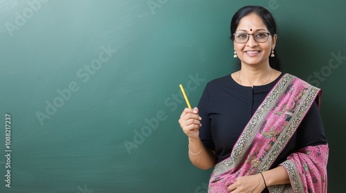 Smiling Indian Teacher in S...