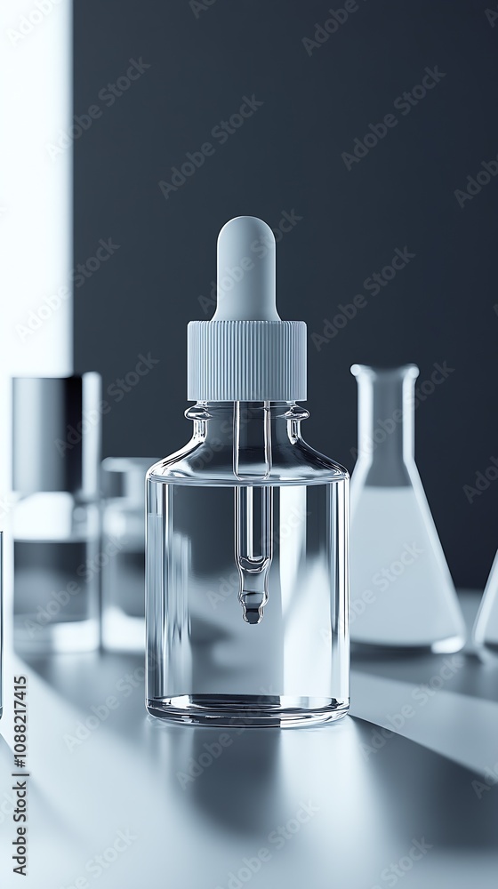 Sophisticated dropper bottle design for laboratory and skincare product photography : Generative AI Sophisticated dropper bottle design for laboratory and skincare product photography : Generative AI