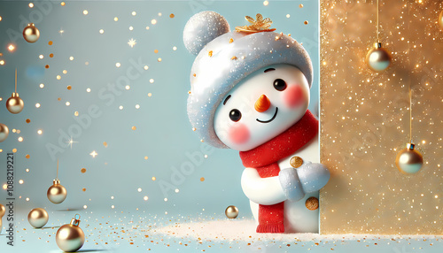 Golden Christmas Joy – Elegant Gold Wrapping Paper, Snowflakes, Ornaments, and Gifts Create a Luxurious Holiday Atmosphere Perfect for Celebrating the Season