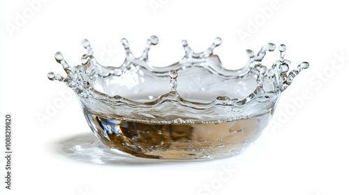 A clean, crisp image of a water splash isolated against a white background, perfect for creative or commercial use.