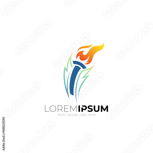 burning torch logo, icon ready to be used as a company icon