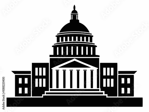 country capitol building vector illustration silhouette black on white background