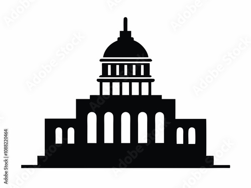 country capitol building vector illustration silhouette black on white background