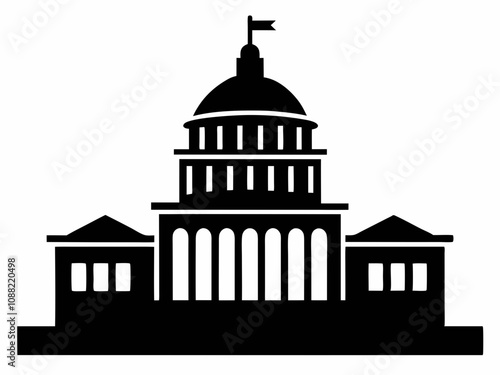 country capitol building vector illustration silhouette black on white background