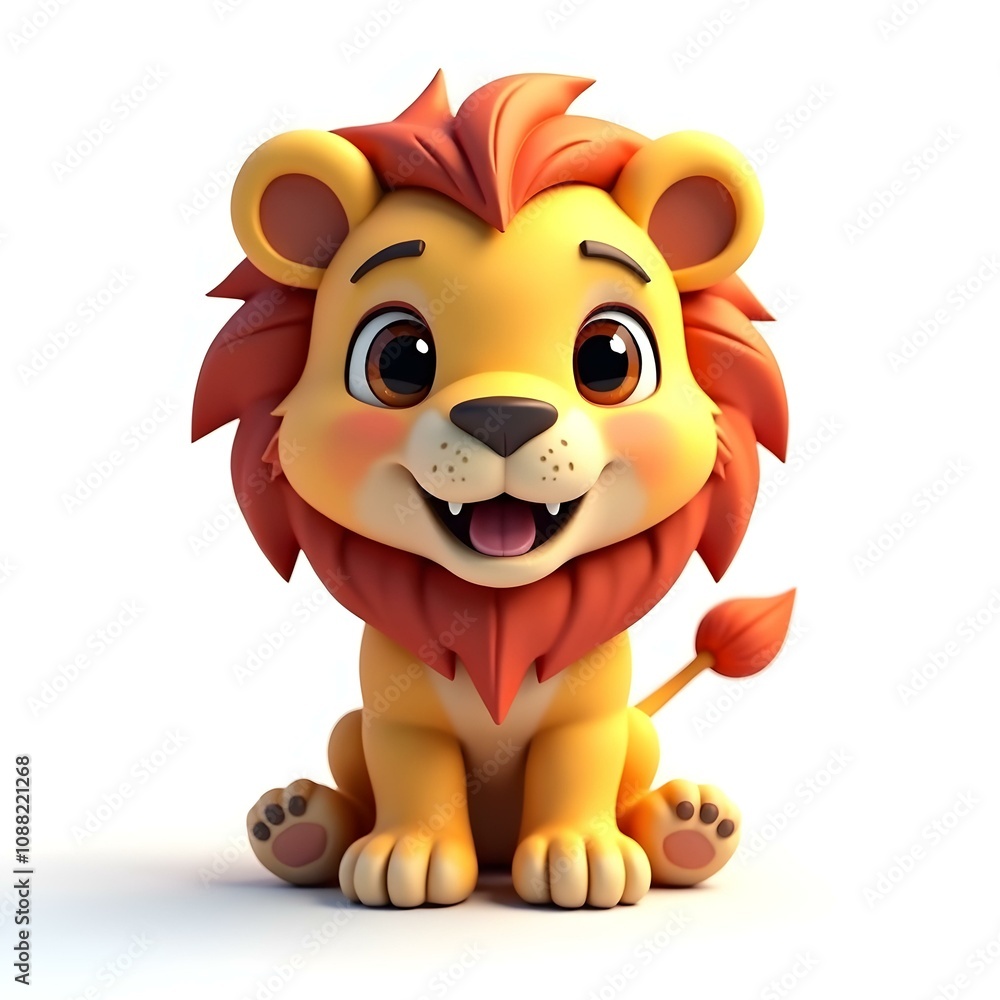 Naklejka premium Cute Cartoon Lion Character Illustration