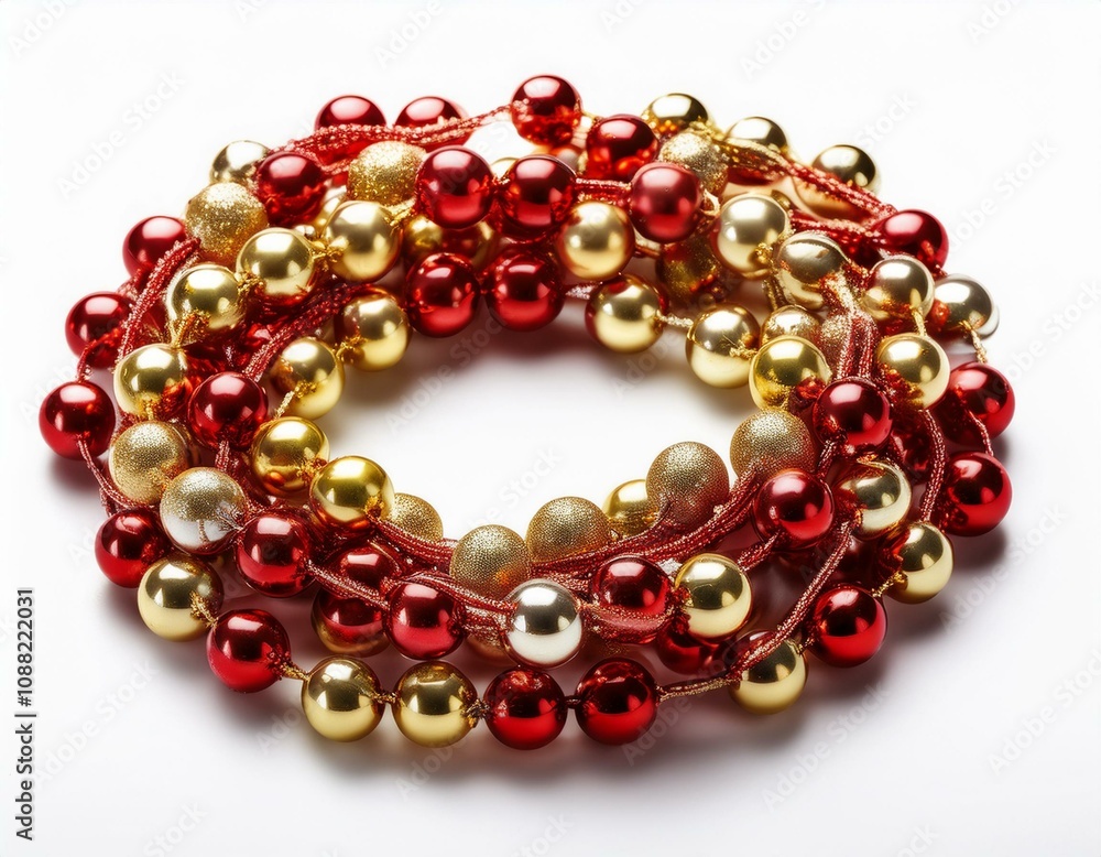Christmas Garland Beads Isolated on White Background Christmas Garland Beads Isolated on White Background