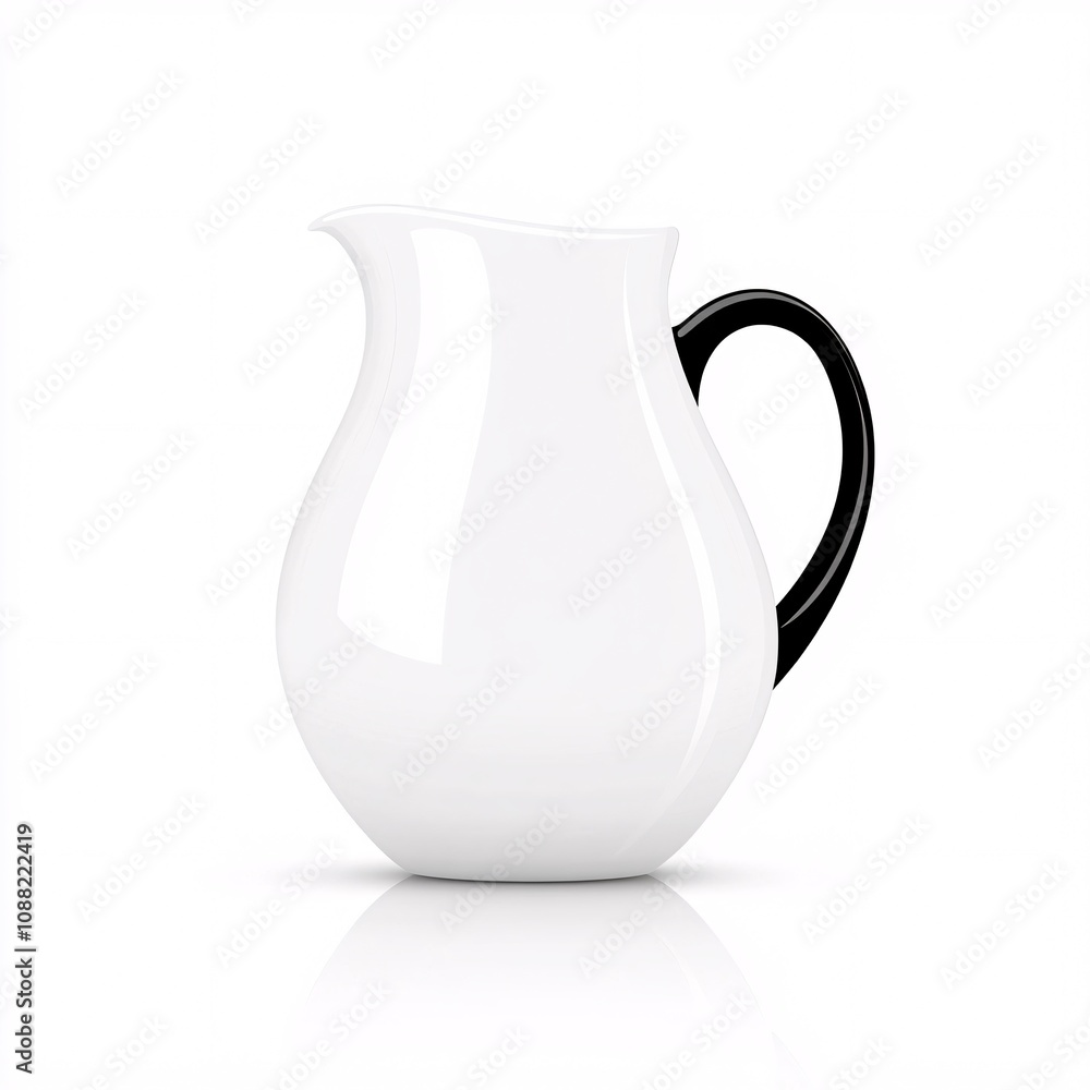 2408_082.A simple vector icon illustration depicting a medium-sized ceramic milk jug, viewed from the side, milk inside, strong outline, at center for a website isolated white background 2408_082.A simple vector icon illustration depicting a medium-sized ceramic milk jug, viewed from the side, milk inside, strong outline, at center for a website isolated white background