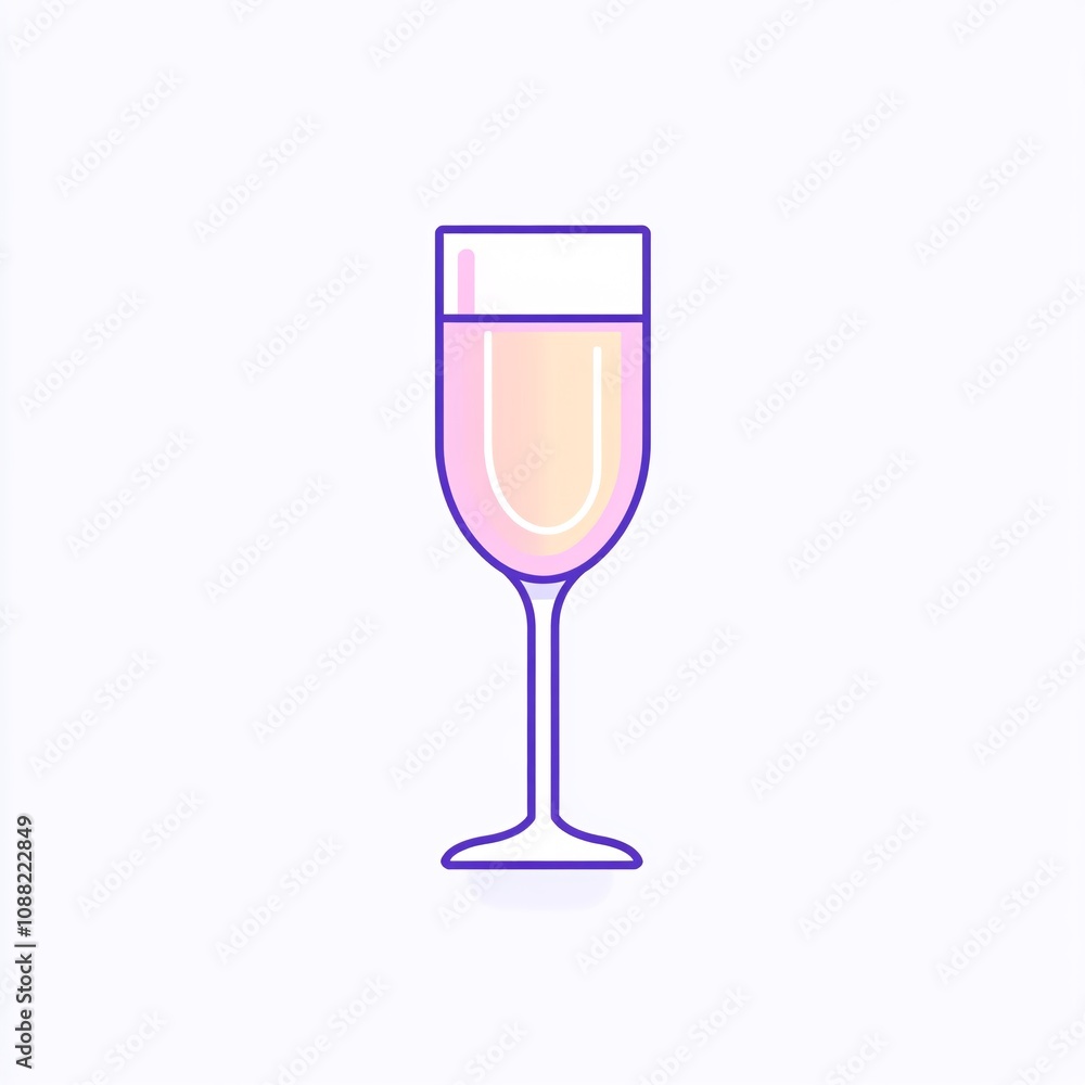 2408_074.A simple vector icon illustration depicting a medium-sized glass champagne flute, viewed from the side, champagne inside, strong outline, at center for a website isolated white background 2408_074.A simple vector icon illustration depicting a medium-sized glass champagne flute, viewed from the side, champagne inside, strong outline, at center for a website isolated white background