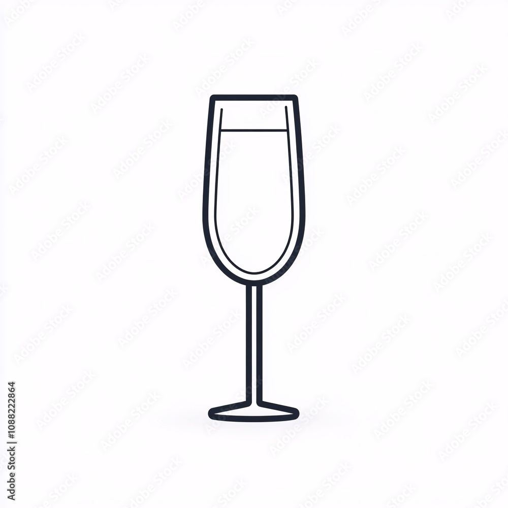 2408_074.A simple vector icon illustration depicting a medium-sized glass champagne flute, viewed from the side, champagne inside, strong outline, at center for a website isolated white background 2408_074.A simple vector icon illustration depicting a medium-sized glass champagne flute, viewed from the side, champagne inside, strong outline, at center for a website isolated white background