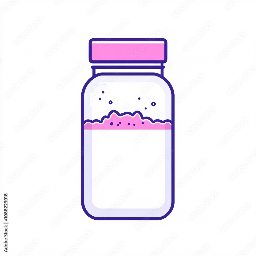 2408_068.A simple vector icon illustration depicting a medium-sized glass mason jar, viewed from the side, overnight oats inside, strong outline, at center for a website isolated white background 2408_068.A simple vector icon illustration depicting a medium-sized glass mason jar, viewed from the side, overnight oats inside, strong outline, at center for a website isolated white background