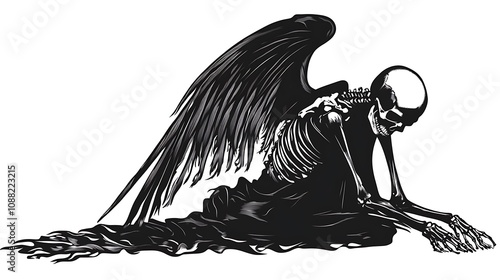 Skeleton Angel Sitting