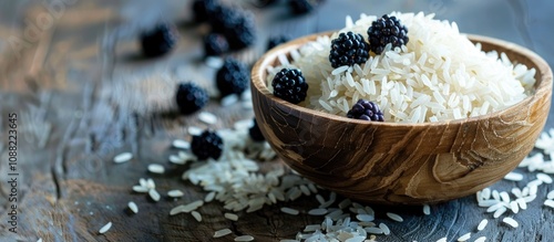 Basmati Rice And Rice Berry In Wood Bowl