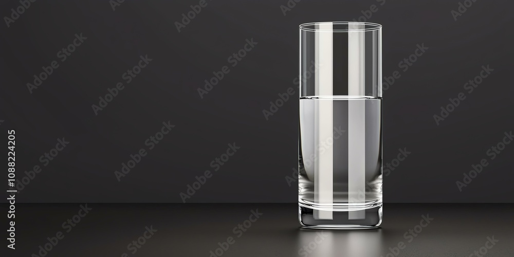 Glass of water on a dark surface with dramatic lighting.