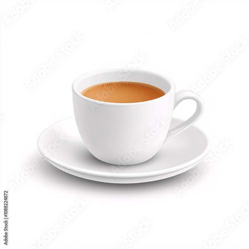Wallpaper Mural 2408_037.A simple vector icon illustration depicting a medium-sized white saucer, viewed from the side, espresso cup inside, strong outline, at center for a website isolated white background Torontodigital.ca