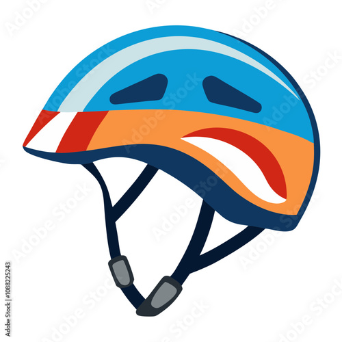 Stylish Blue and Orange Bike Helmet  photo