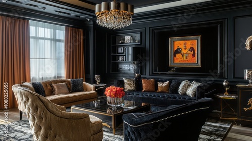 Luxurious Dark Living Room ...