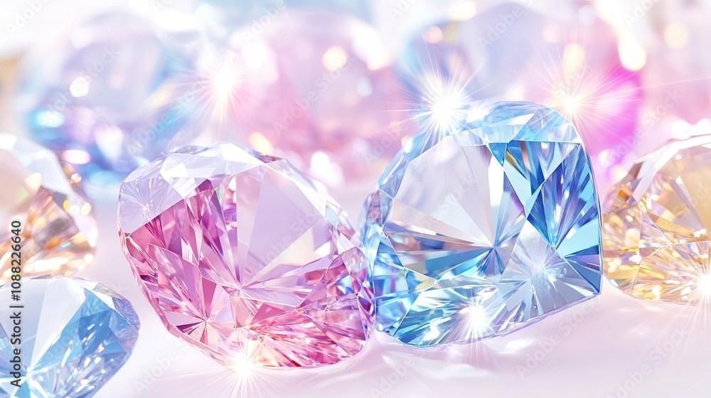 Sparkling colorful diamonds reflecting light in a mesmerizing arrangement Sparkling colorful diamonds reflecting light in a mesmerizing arrangement