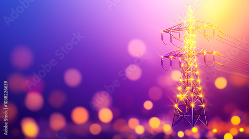 Radiant Electricity Tower Against Colorful Background photo