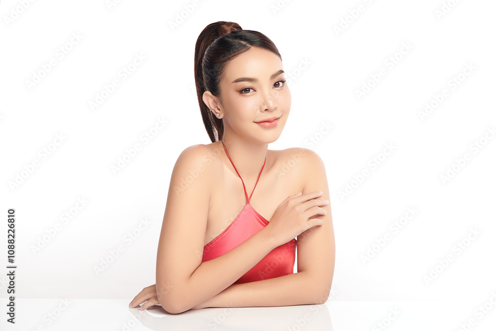 Beautiful young asian woman with clean fresh skin on white background, Face care, Facial treatment, Cosmetology, beauty and spa, Asian women portrait. Beautiful young asian woman with clean fresh skin on white background, Face care, Facial treatment, Cosmetology, beauty and spa, Asian women portrait.