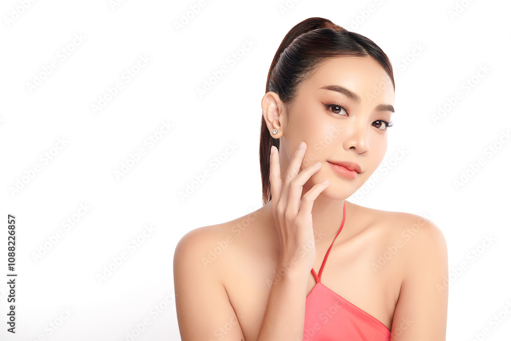 Beautiful young asian woman with clean fresh skin on white background, Face care, Facial treatment, Cosmetology, beauty and spa, Asian women portrait. Beautiful young asian woman with clean fresh skin on white background, Face care, Facial treatment, Cosmetology, beauty and spa, Asian women portrait.