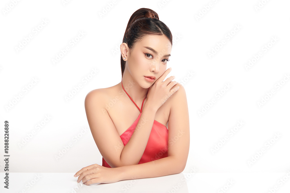 Beautiful young asian woman with clean fresh skin on white background, Face care, Facial treatment, Cosmetology, beauty and spa, Asian women portrait. Beautiful young asian woman with clean fresh skin on white background, Face care, Facial treatment, Cosmetology, beauty and spa, Asian women portrait.