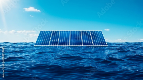 Solar Panel Floating on Clear Ocean Water
