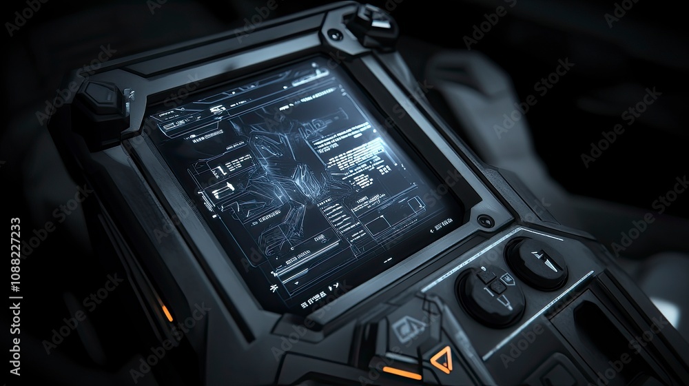 Fototapeta premium Futuristic high-tech display showing intricate digital interface and controls