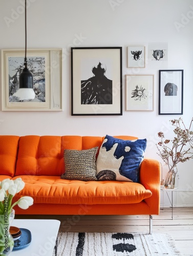 Orange Sofa Living Room Dec...